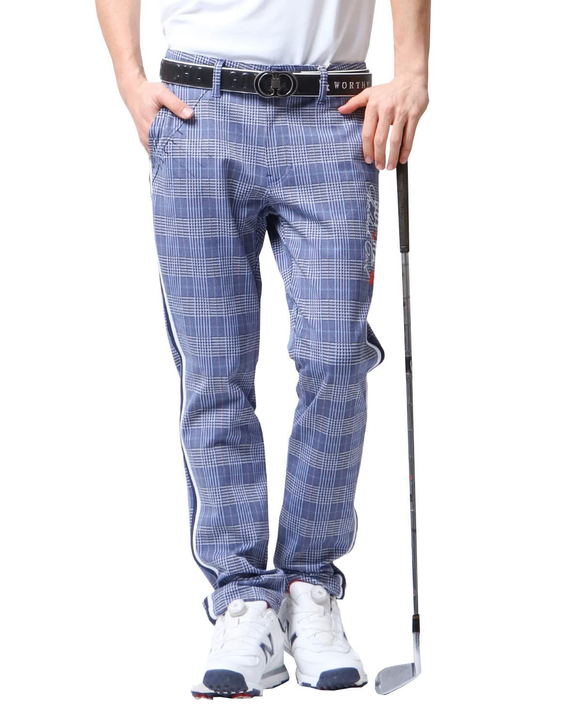 Size:L_Color:ネイビー [ガッチャ ゴルフ] GOTCHA GOLF パンツ オールシーズン ドライ チェック ライン ロングパンツ 229GG1800 ネイビー L ゴルフウェア ボトムス 年間定番