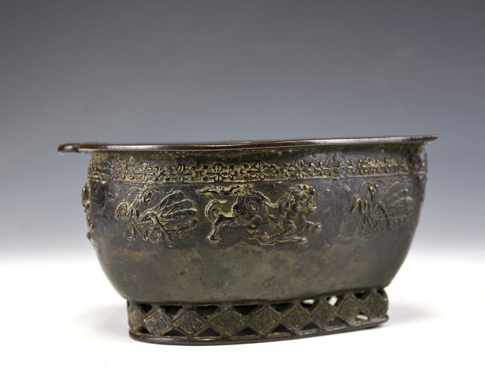 蔵A4873 中国古美術 古銅桃型筆洗 頼山陽蔵 明時代