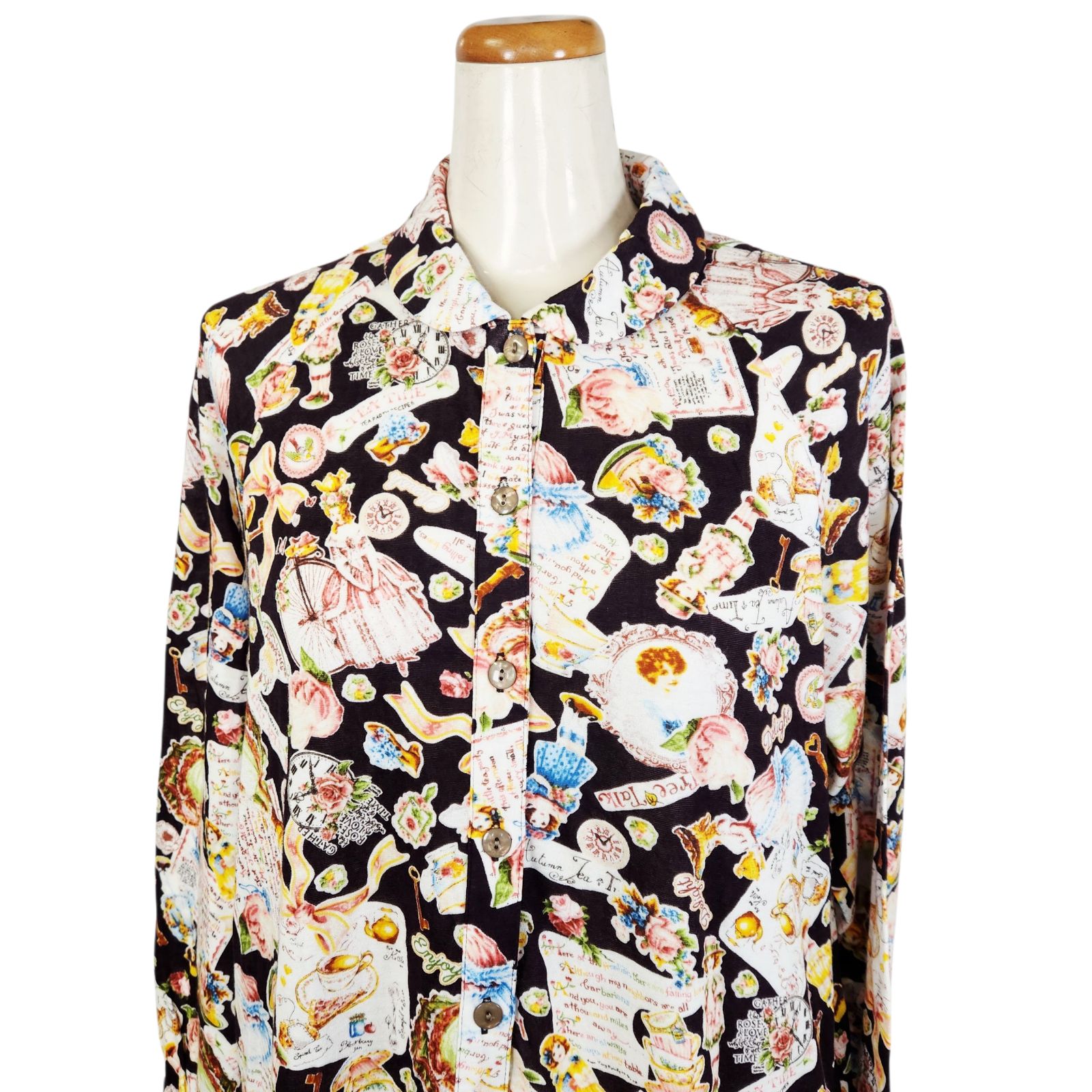 鴨居羊子パジャマ ♥ TUNIC 秋冬物 長袖 襟付き半開ワンピース 60接結レースレディ 29313 日本製 こげ茶色