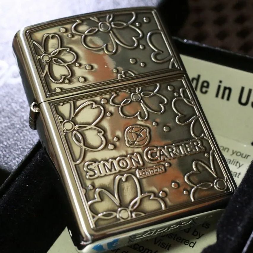 ZIPPO サイモンカーター 花柄 シルバーいぶし 薄サテン SIMON ジッポ ブランドジッポ デザイナージッポ カワイイジッポ 人気 プレゼント