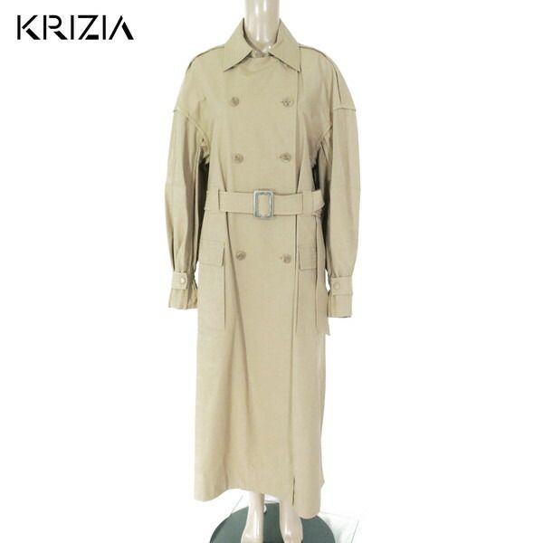 80%OFF クリッツィア KRIZIA コート 40 ECO146 Mサイズ ベージュ レディース トレンチコート ロングアウター コットン