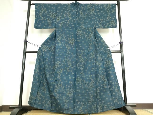 平和屋着物○本場縞大島紬 泥染め 格子 堀之内織物謹製 証紙付き ロング