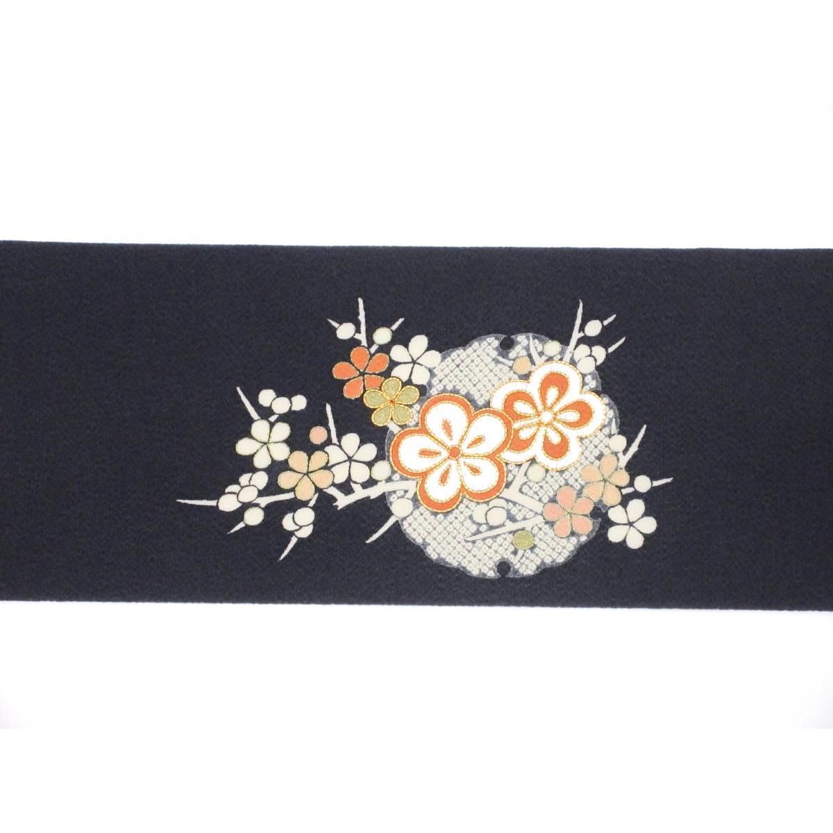 名古屋帯 ちりめん染帯 友禅加工刺繍入り - メルカリ