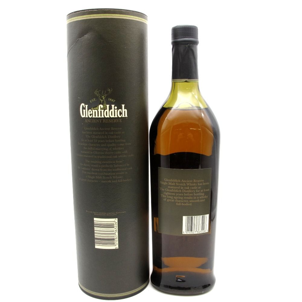 Glenfiddich グレンフィディック ウイスキー 18年 エンシェントリザーブ シングルモルト 推定2000年代流通品 1000ml 43%  洋酒 古酒 未開栓 - メルカリ