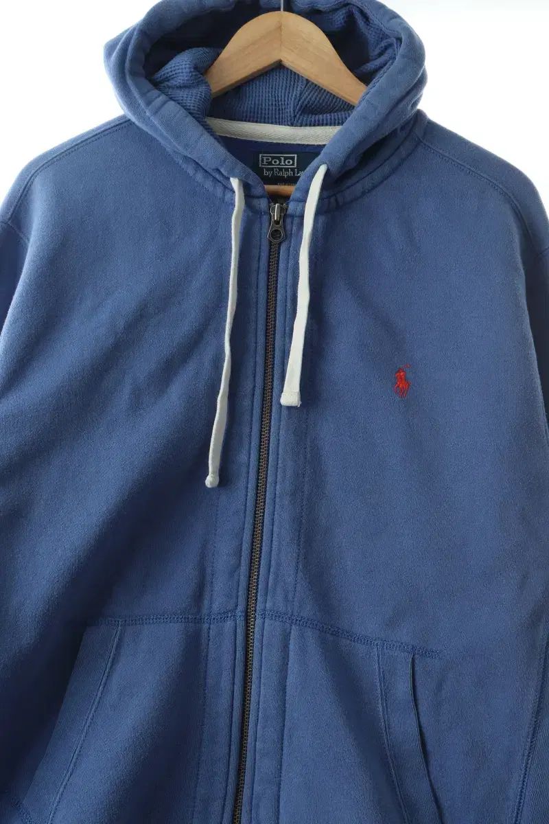 【雷市場（ポンジャン）商品韓国直送】 （ L ） ポロ Ralph Lauren(ラルフローレン) フード付き ジップアップパーカー 青 裏起毛 ルーズフィット- 108C1