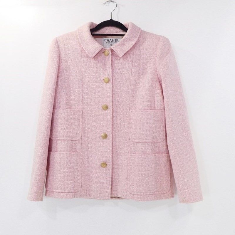 【よるうさぎ】38サイズ　CHANEL 　　ツイードジャケット　ピンク シャネル CHANEL ツイード ジャケット 03A レディース 38 ピンク