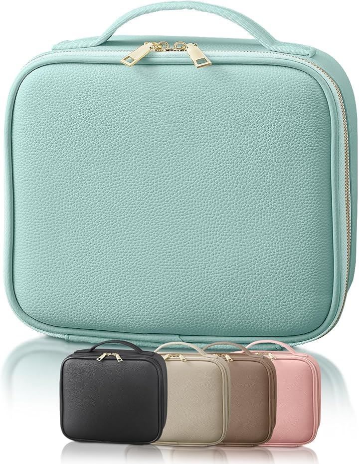 ANNOPE メイクボックス 鏡付き 大容量 プロ仕様 11インチミラー 持ち運び 取っ手付き おしゃれ 可愛いコスメ収納 化粧箱 コスメケース(ミントブルー)