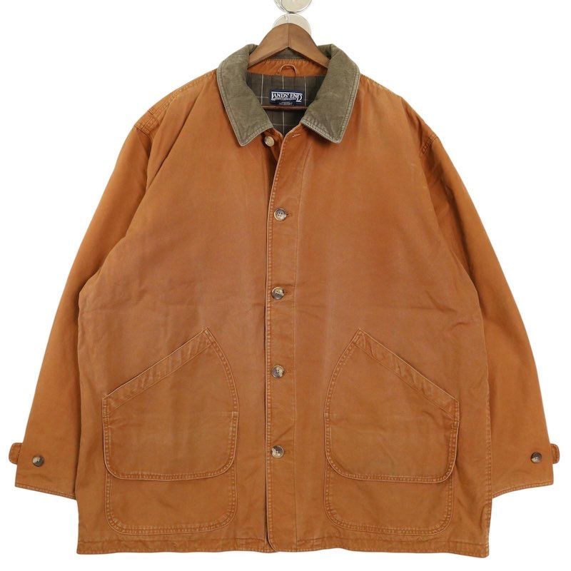 90 s ランズエンド ダックハンティングジャケット 大きいサイズ古着 メンズUS-2XL TALLサイズ ブラウン系 jc-0284