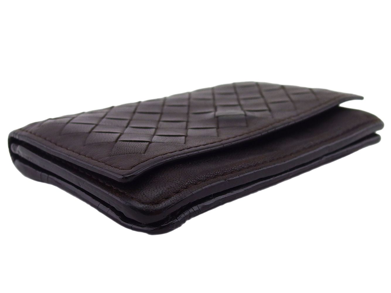 【美品】 ボッテガヴェネタ コインケース イントレチャート ダークブラウン Bottega Veneta Intrecciato Coin Case Brown / ボッテガ
