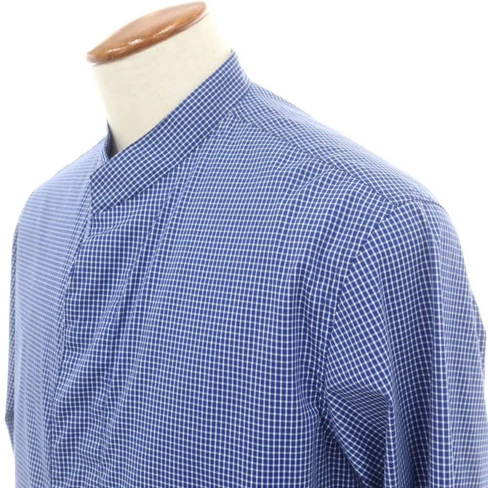 アルマーニ コレッツォーニ ARMANI COLLEZIONI ストレッチ コットンナイロン チェック カジュアルシャツ ブルーxホワイト サイズM メンズ