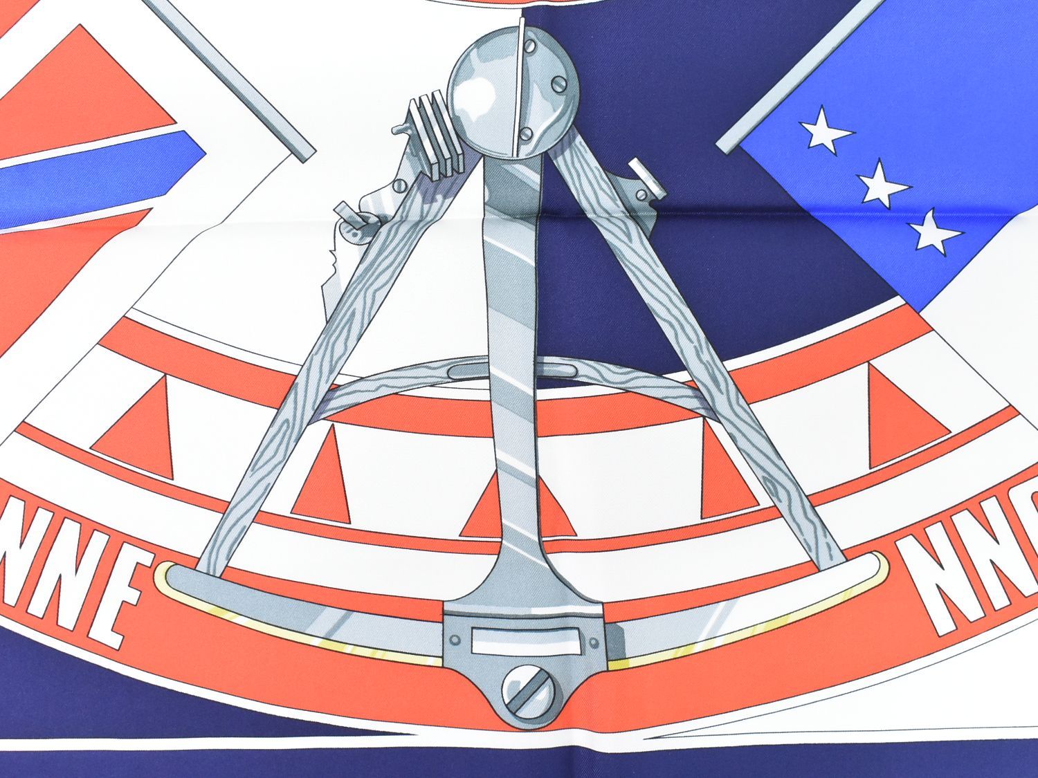 本物 エルメス HERMES スカーフカレ カレ90 SEXTANTS 六分儀 ショール