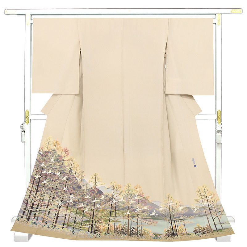 記念感謝祭 仕立無料 伝統的工芸品本加賀友禅手描技術者西尾翠峰先生作 特撰創作 工芸草木千鳥風景文 色留袖 10012392