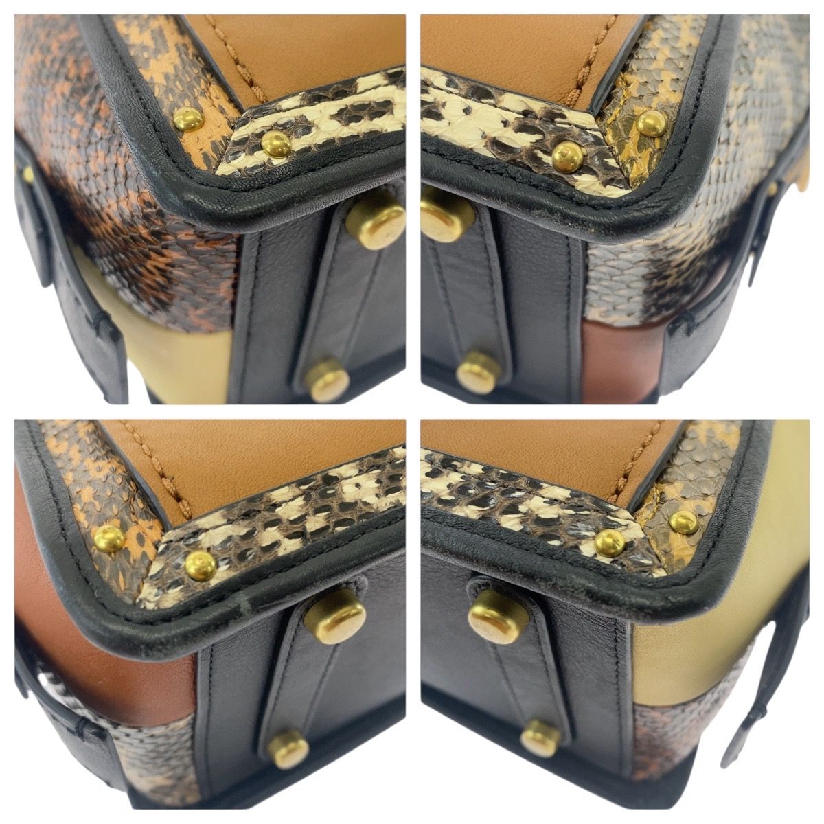 美品 COACH コーチ ブラウン マルチカラー ゴールド金具 レザー
