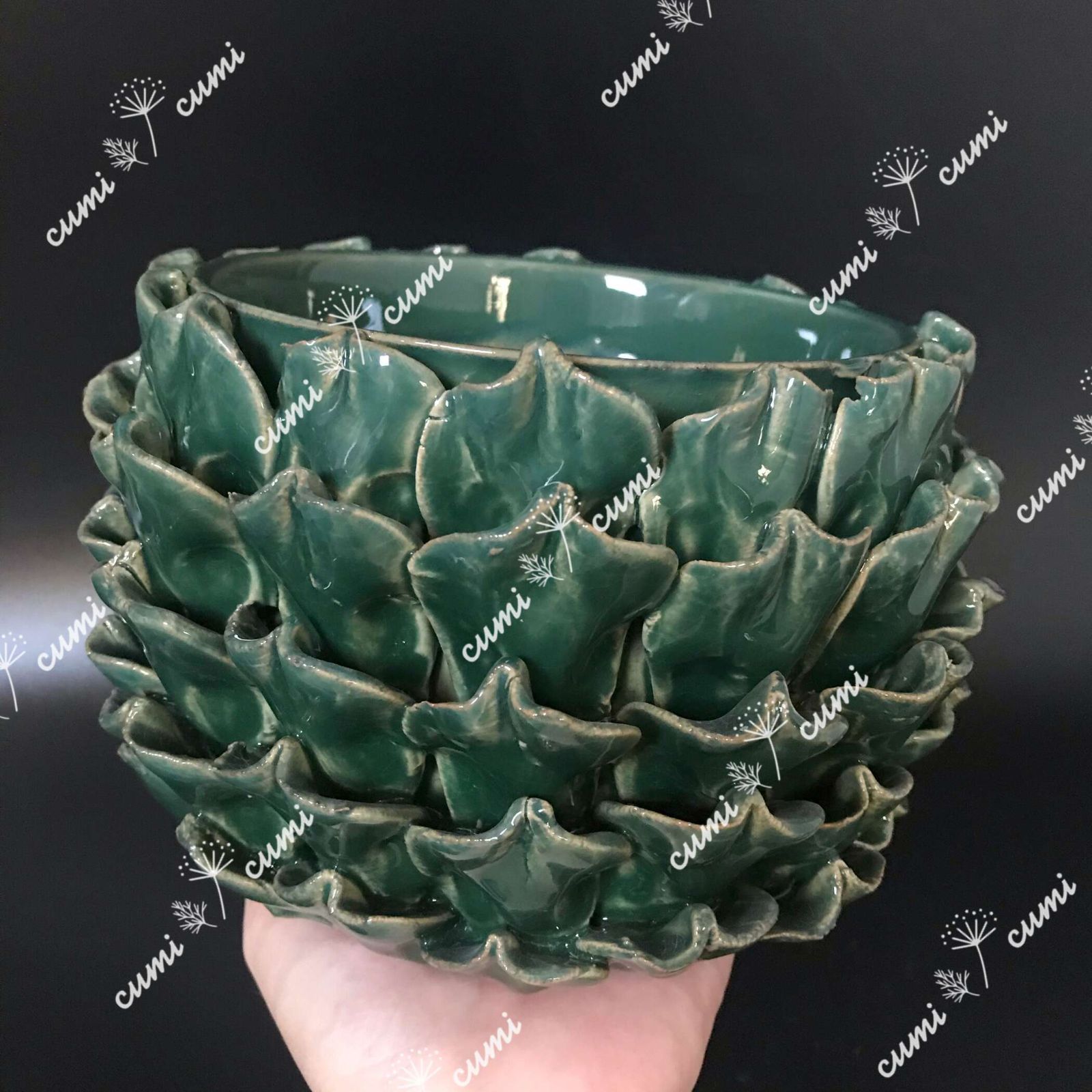 テラニアスバルーン セメント風で高見えする植木鉢 アンティーク