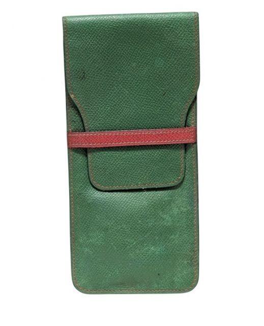 Ka-ru HERMES エルメス ペンケース メガネケース レザー エルメス メガネケース ペンケース マルチケース レザー ブルー