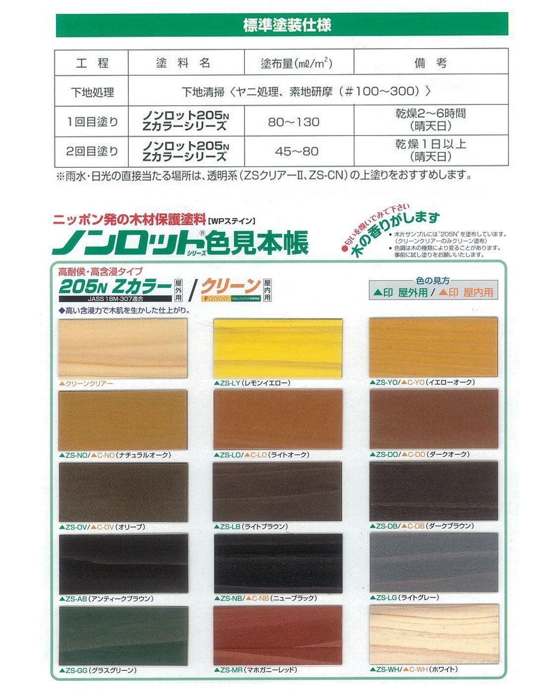 ノンロット205N Zカラーシリーズ 14L 各色 屋外用油性 木材保護塗料