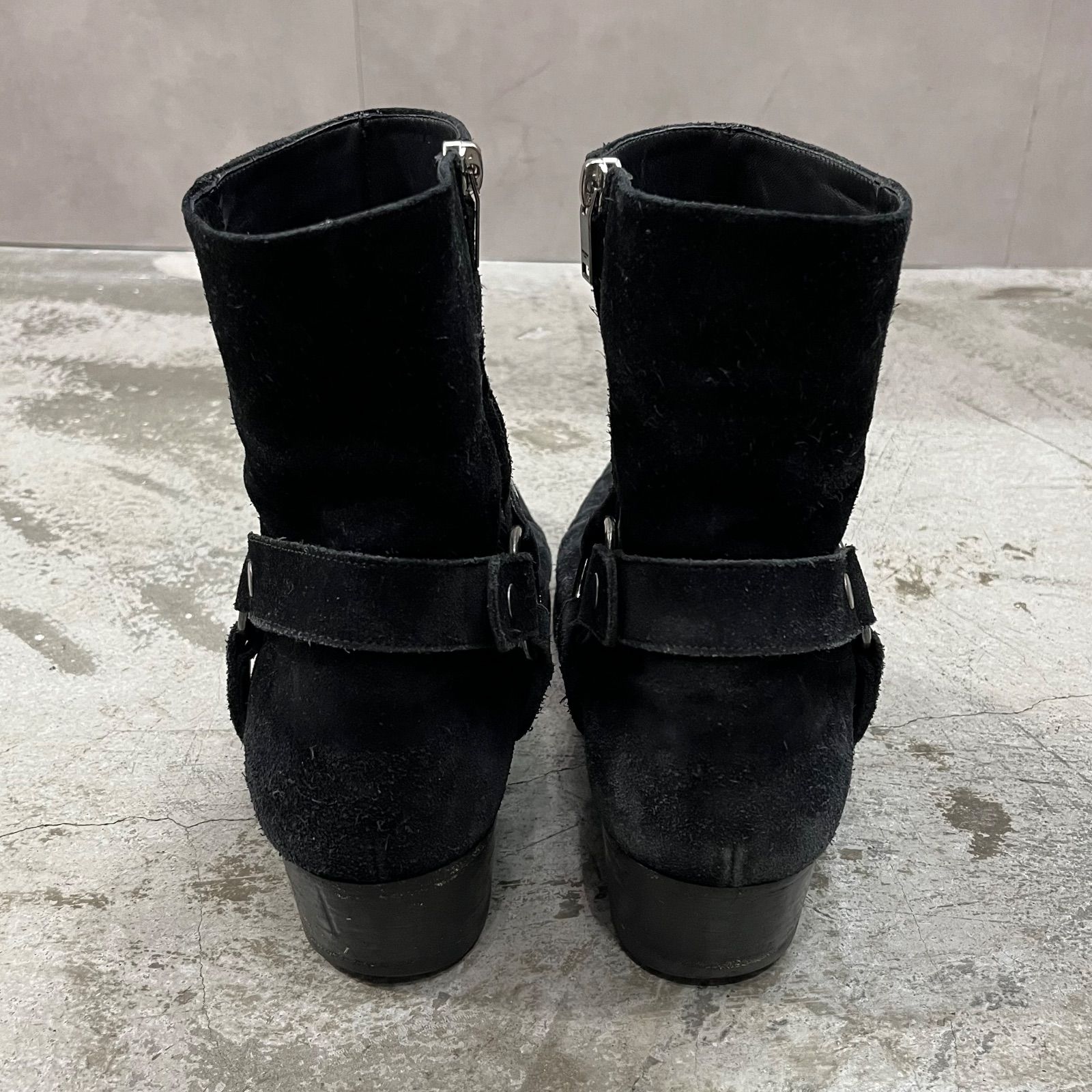 SAINT LAURENT PARIS ハーネス スエード レザー ヒール ブーツ サン