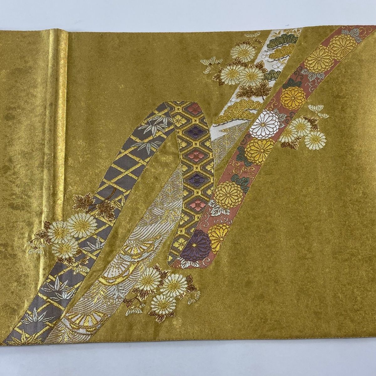 袋帯 美品 逸品 長嶋成織物 落款 瀞金錦 関西仕立て 蔓帯 菊唐草