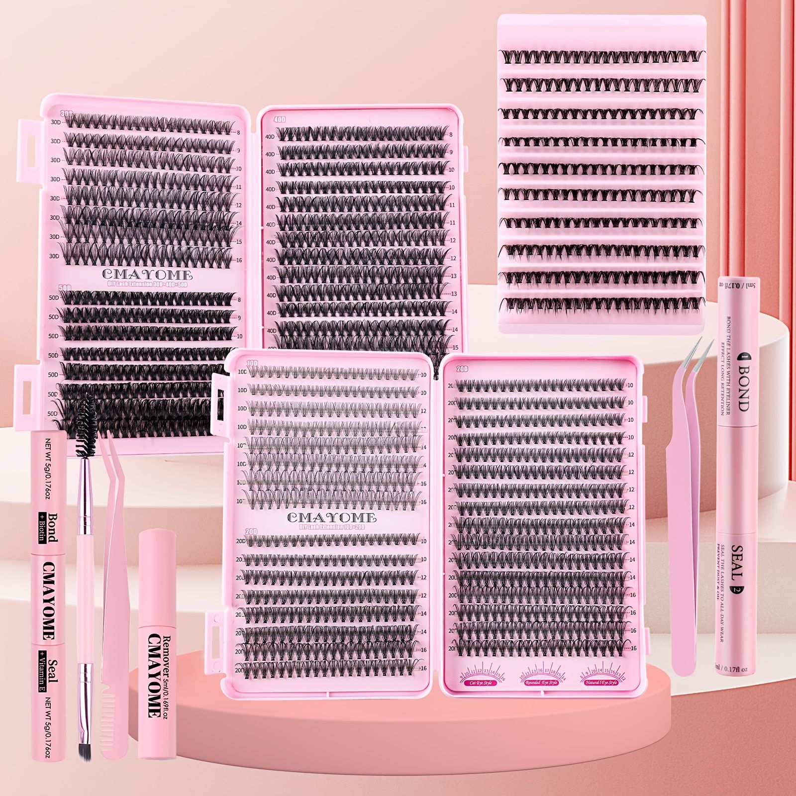 ピンクのアイライスセットシリーズ 10D 20D 30Dの自然軽量なアイライス 30D 40D 50Dの密集した個別の偽アイライスを含みます D/DDカールアイライスは 8から16mmまでの長さで 自分で使うことができます アイライスの根元に安全に接着するデ