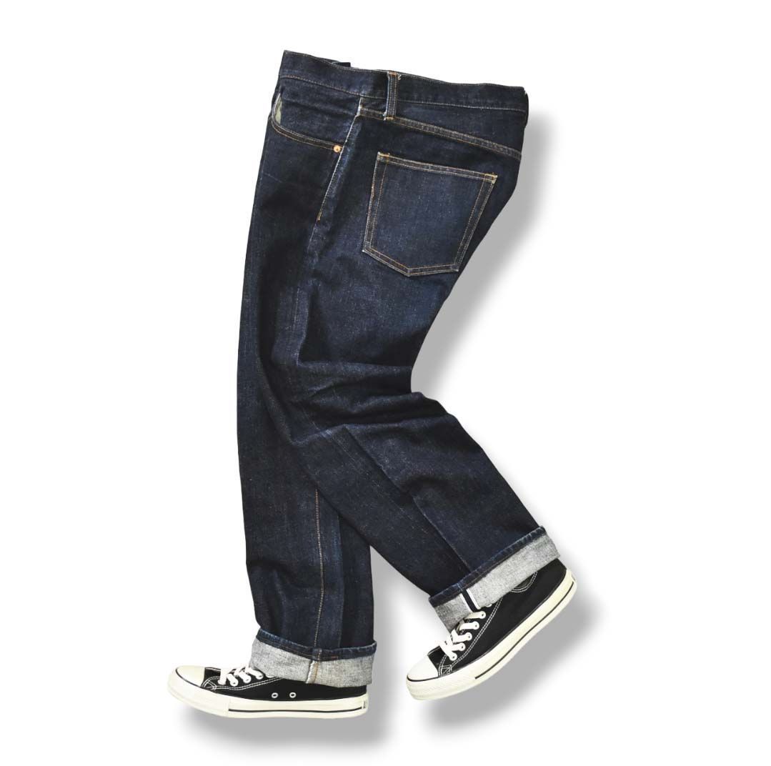 美品】 濃紺 日本製 児島ジーンズ 青耳 ストレート デニムパンツ 38 