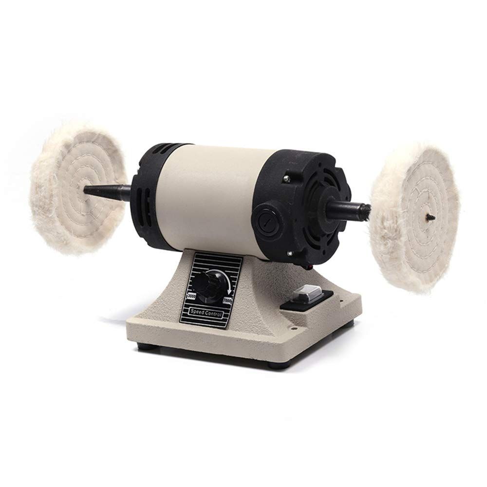 BAOSHISHAN卓上グラインダー ミニ両頭グラインダー 軽便グラインダー ポリッシャーグラインダー ベンチグラインダ ジュエリーバフ研磨機 金属 研削 研磨 バリ取り 低騒音 研磨砥石径110mm 3000-7000rpm 110V