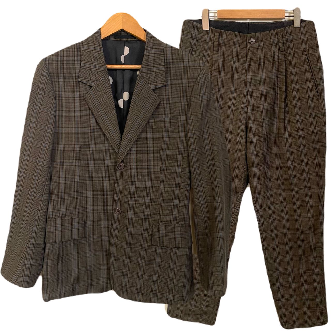 美品 ポールスミス ブラウン セットアップ チェック Paul Smith ポールスミス セットアップ チェック ブラウン