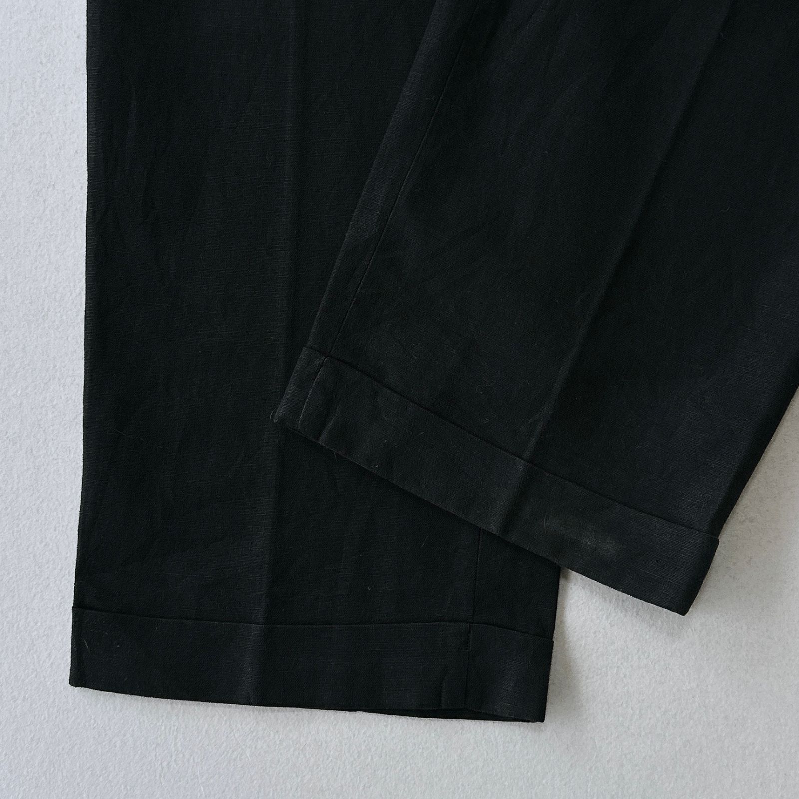 90s ラルフローレン ブラック ツータック リネンパンツ Polo by Ralph