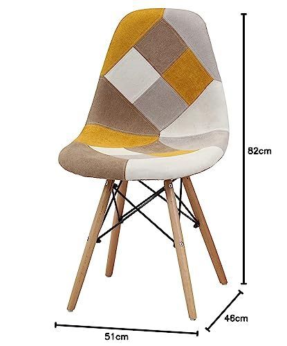 全品送料無料! 人気商品 イームズチェア 不二貿易 幅51×奥行46×高さ82㎝ イエロー ダイニングチェア シェル型 パッチワーク 70588 最安値に挑戦！