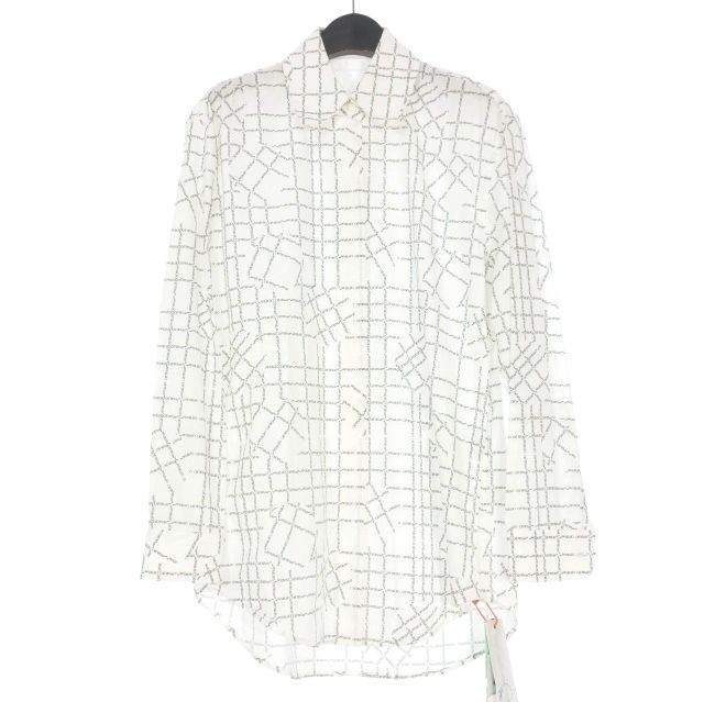 オフホワイト OFF WHITE ロゴ総柄 シャツ ブラウス 長袖 38 ホワイト 白 OWGA031F20FAB0020110 正規