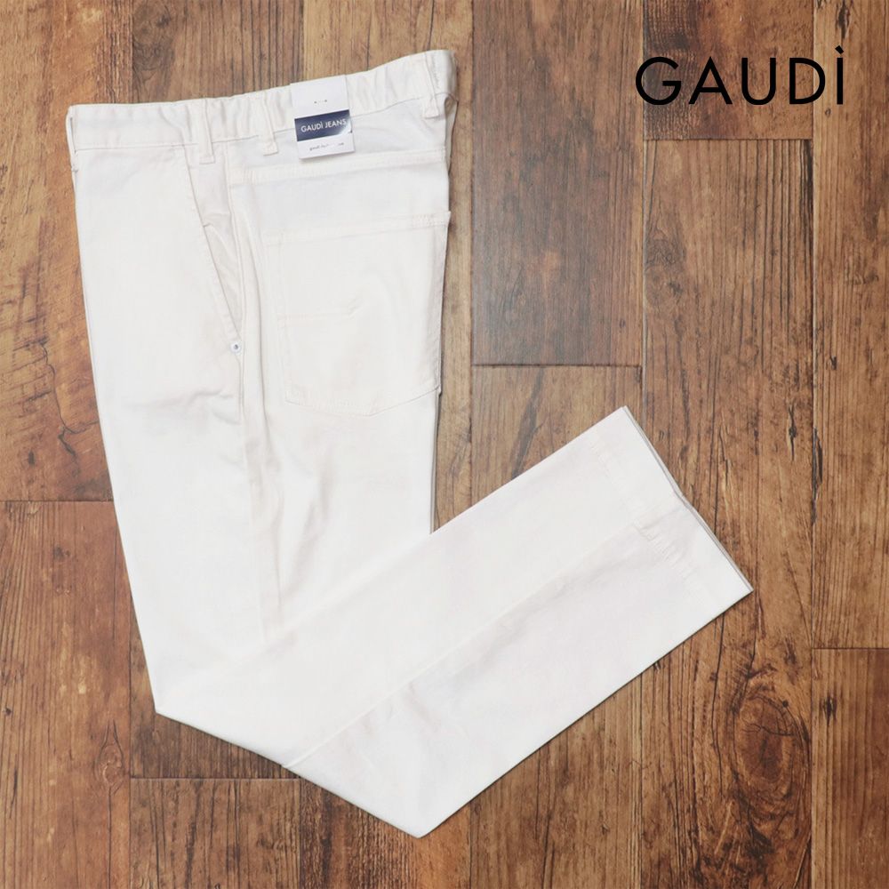 GAUDI|33インチ|美脚チノパンツ C411GU25013 ストレッチ 無地 ジョッパーズ ガウディ |白|ホワイト|md415|
