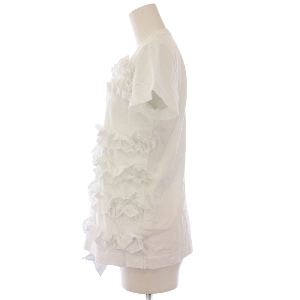 トリココムデギャルソン tricot COMME des GARCONS フリルカットソー 半袖 クルーネック ストレッチ S 白 ホワイト TF-T 001 BB