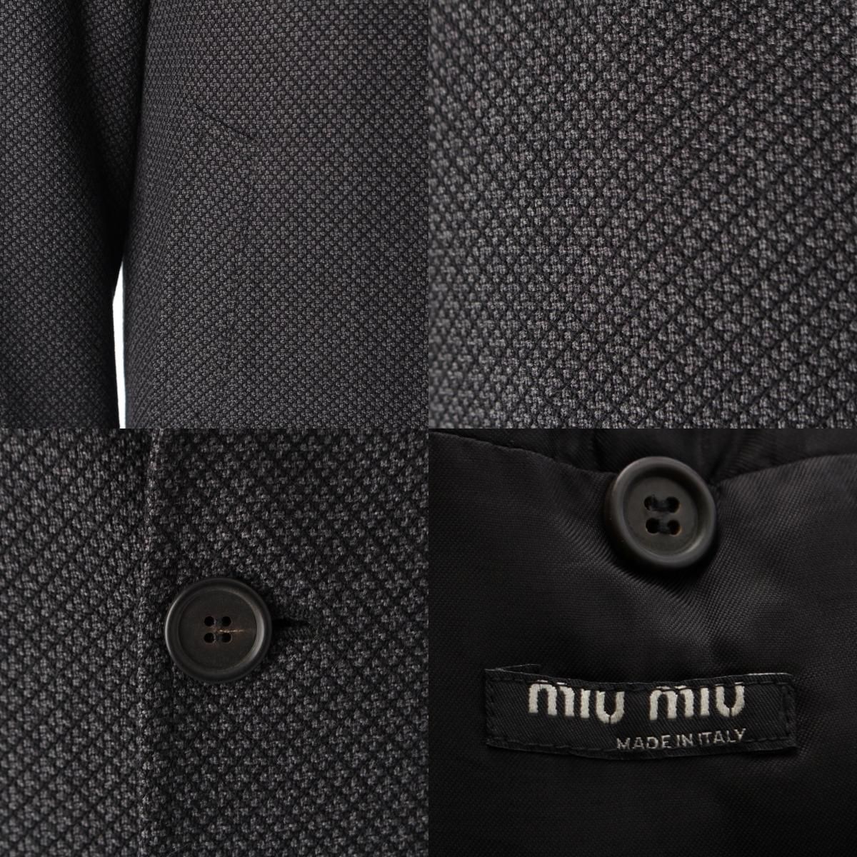 【SALE】ミュウミュウMIU MIU ウールステンカラージャケット 黄緑42 MIU MIU ミュウミュウ ステンカラーコート ジャケット ミドル丈