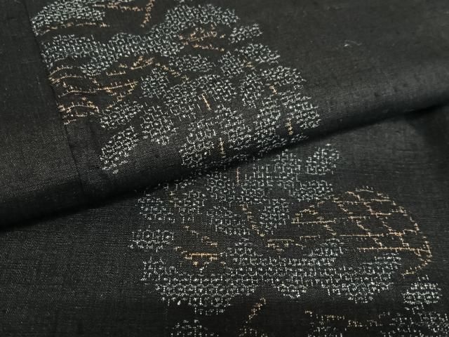 平和屋着物○結城紬 100亀甲 飛び亀甲柄 草木文 正絹 逸品 AAAV7226zg