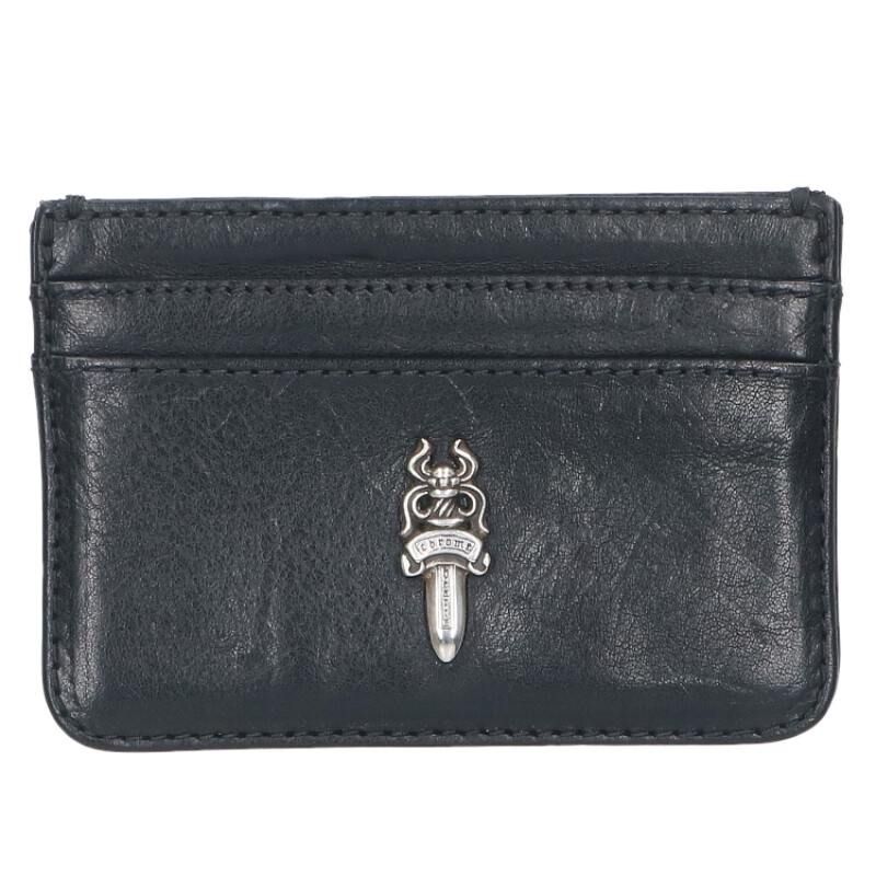 クロムハーツ DOUBLE SIDE ダブルサイド ダガー装飾レザーカードケース  