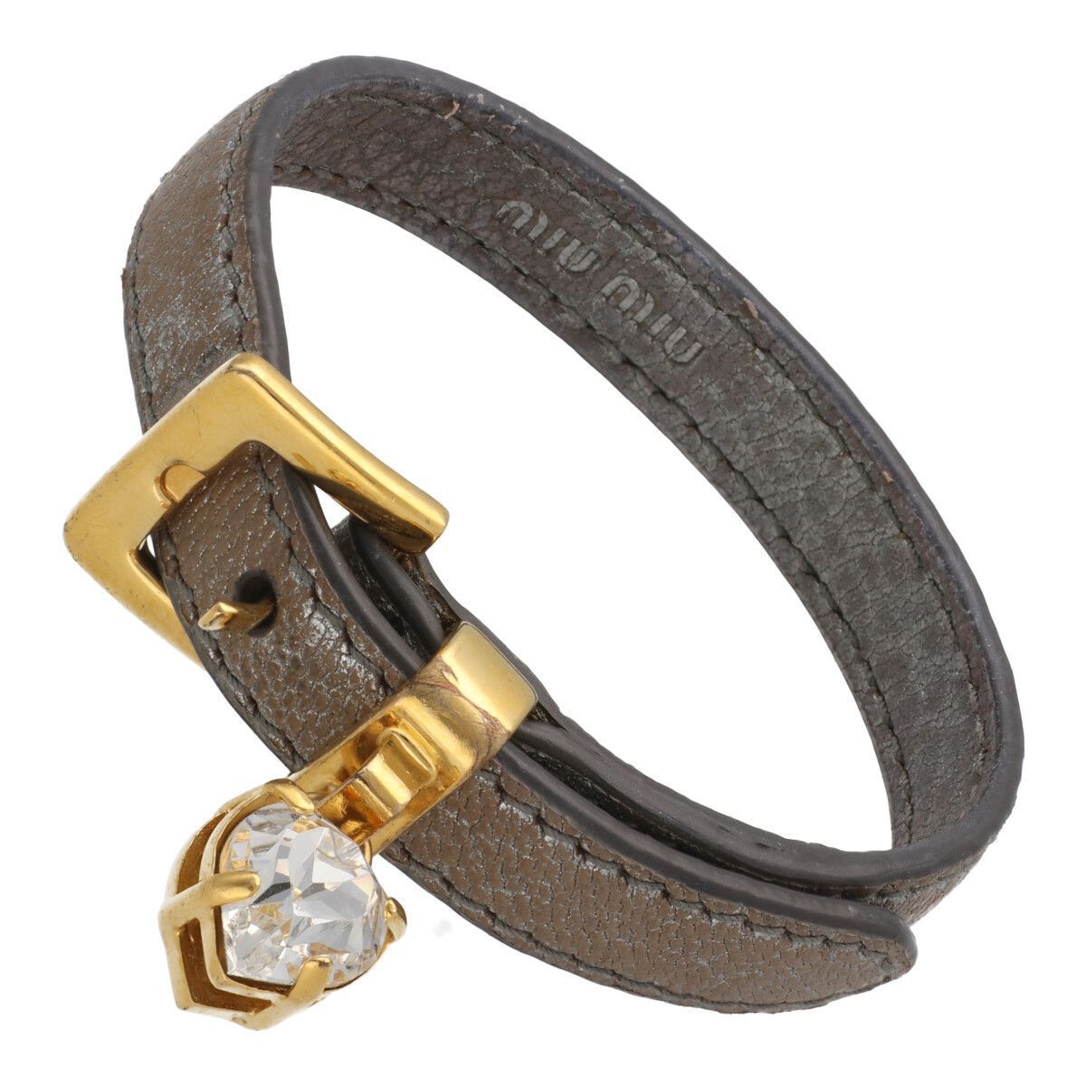 中古】 MIU MIU ミュウミュウ ブレスレット ハートラインストーン 