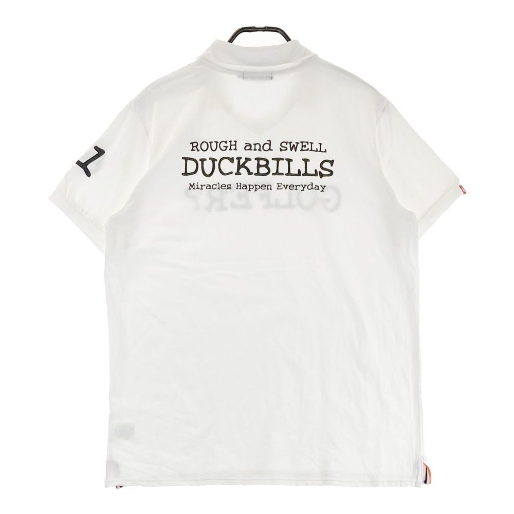 サイズ：XL ROUGH&SWELL ラフアンドスウェル  襟付 半袖Tシャツ  ホワイト系 [240101490359] ゴルフウェア メンズ ストスト サイズ：XL ROUGH&SWELL ラフアンドスウェル 襟付 半袖Tシャツ