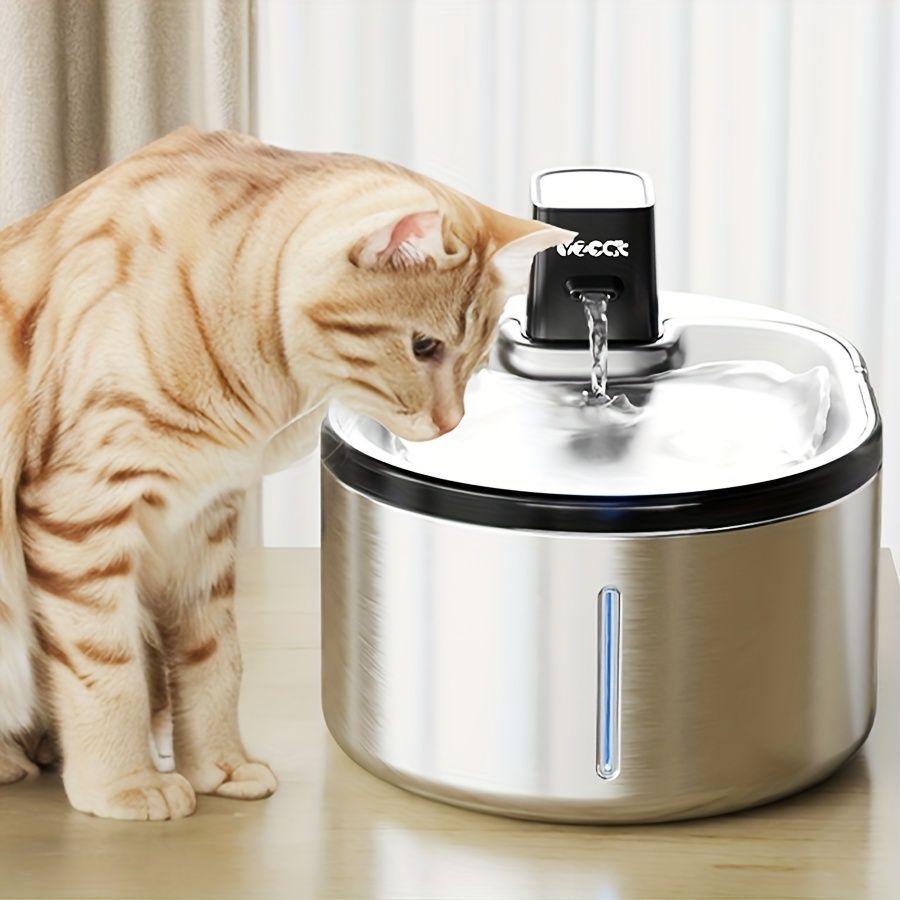 4L ステンレス製ペット用噴水器 大容量自動給水器 犬猫用 デュアルパワーモードUSB|バッテリー駆動 低電圧ペット用飲料噴水器 バッテリーなし