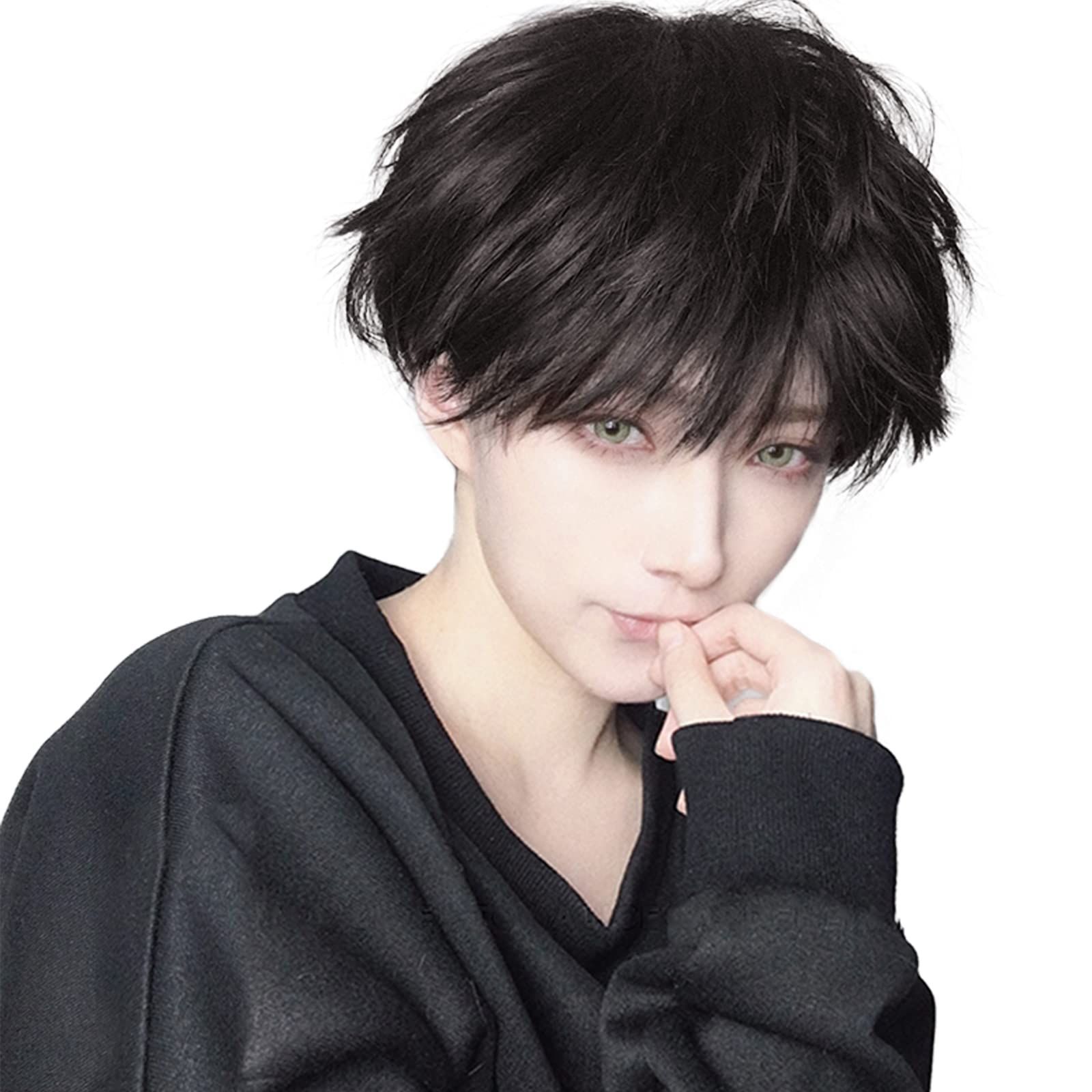 【新着商品】メンズ 男装 かつら ショート インナーカラー ウィッグ フルウィッグ 黒 男性 原宿 イケメン ハンサム 自然 小顔 耐熱 BARSDAR 人気 ファッション イメチェン 男女兼用 グラデーシ