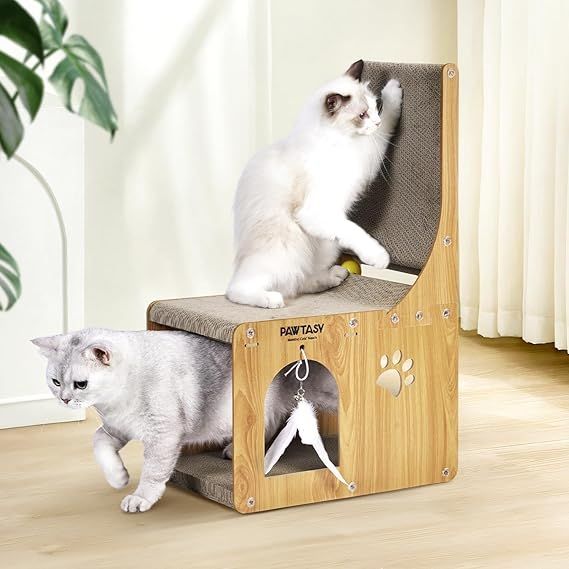 【在庫処分】Pawtasy 猫 爪研ぎ 段ボール 爪とぎ 猫用 ダンボールハウス 縦型 爪研ぎ 猫 catstoy L字型 キャットハウス 隠れ家 組立簡単 耐久