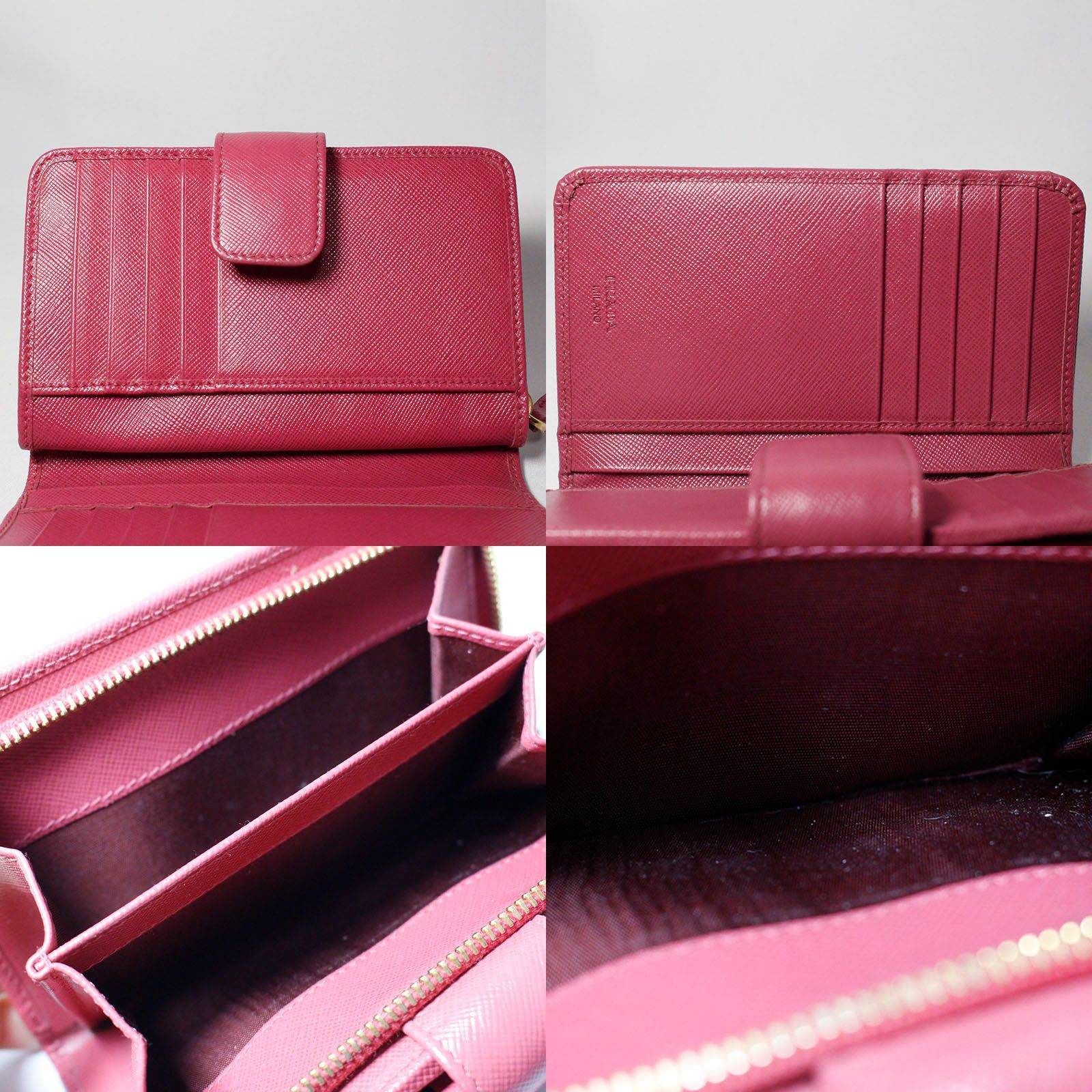 PRADA プラダ 財布 2つ折り財布 サフィアーノ ピンク - メルカリ