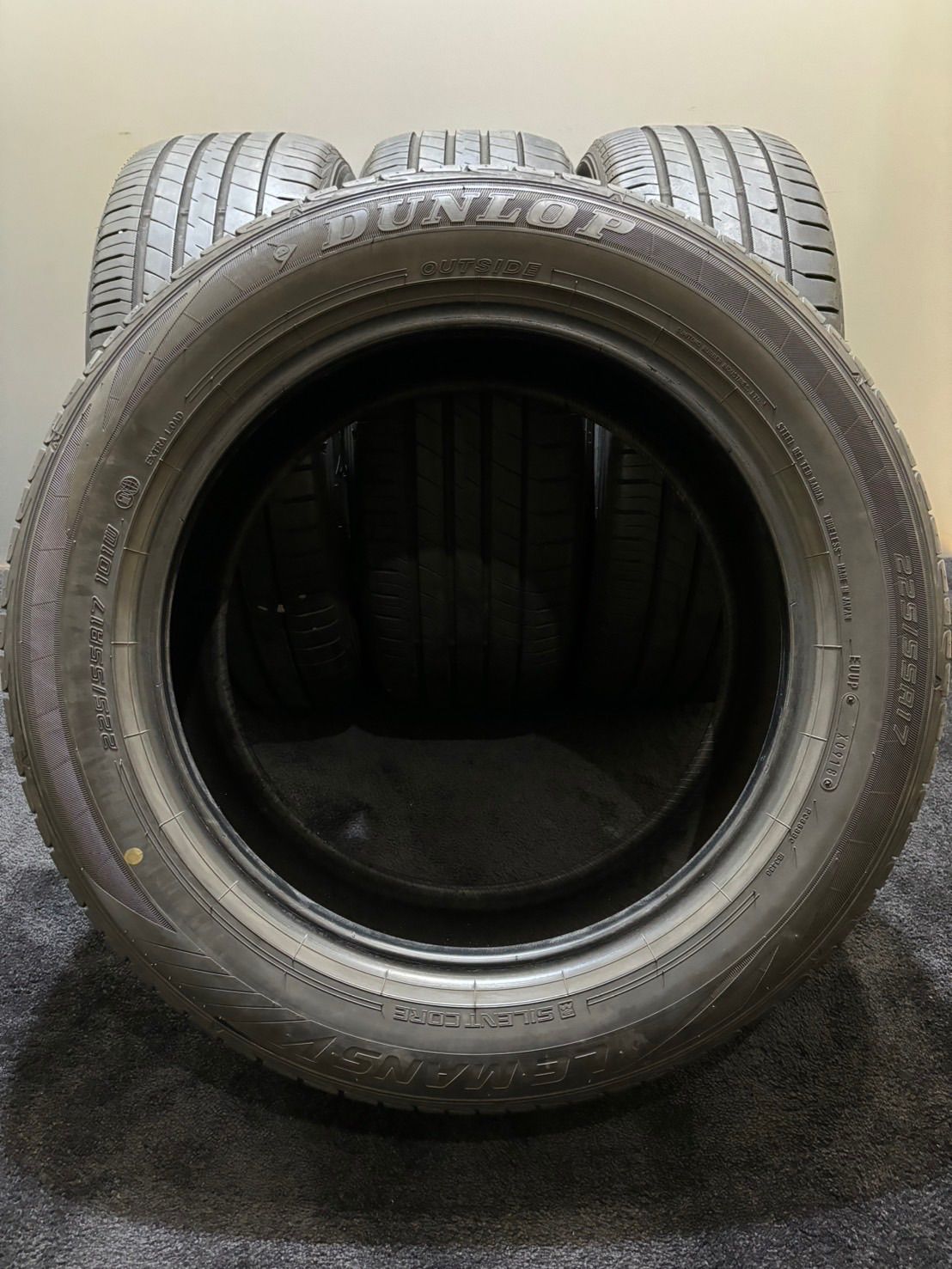 ★225/55R17 DUNLOP/LE MANSⅤ 18年製 夏タイヤ 4本 ダンロップ セルシオ スカイライン XV (2-F850)