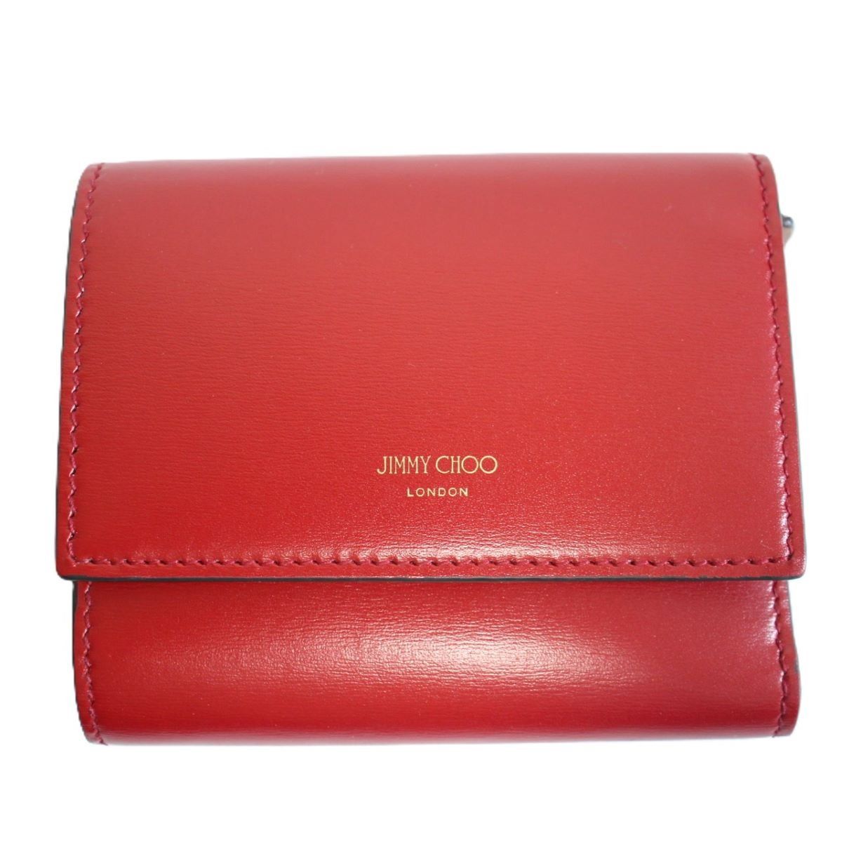 JIMMY CHOO ジミーチュウ 三つ折り財布 Marinda AYO マリンダ レザーウォレット レッド系 いおき質店