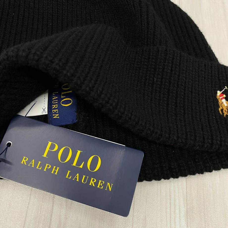 【新品 未使用】Polo Ralph Lauren ニット帽 刺繍　ブラック ポロ ラルフローレン ニット帽 PC1199 BLACK ブラック ポニー
