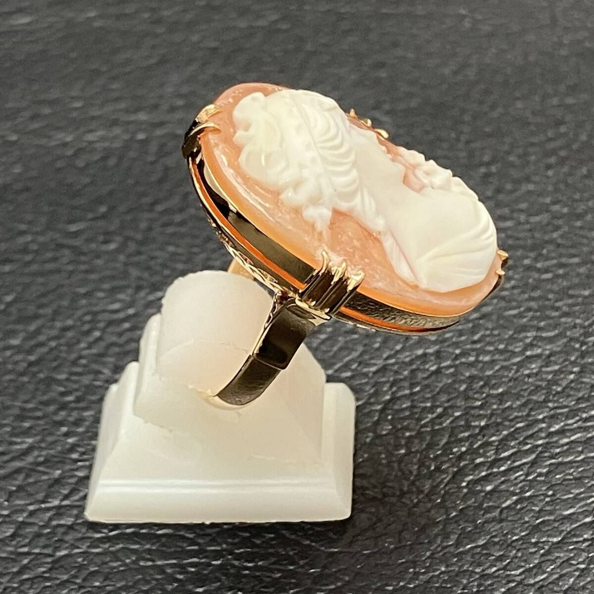 新品仕上済み カメオ モチーフ デザイン リング K18 10号 6.4g
