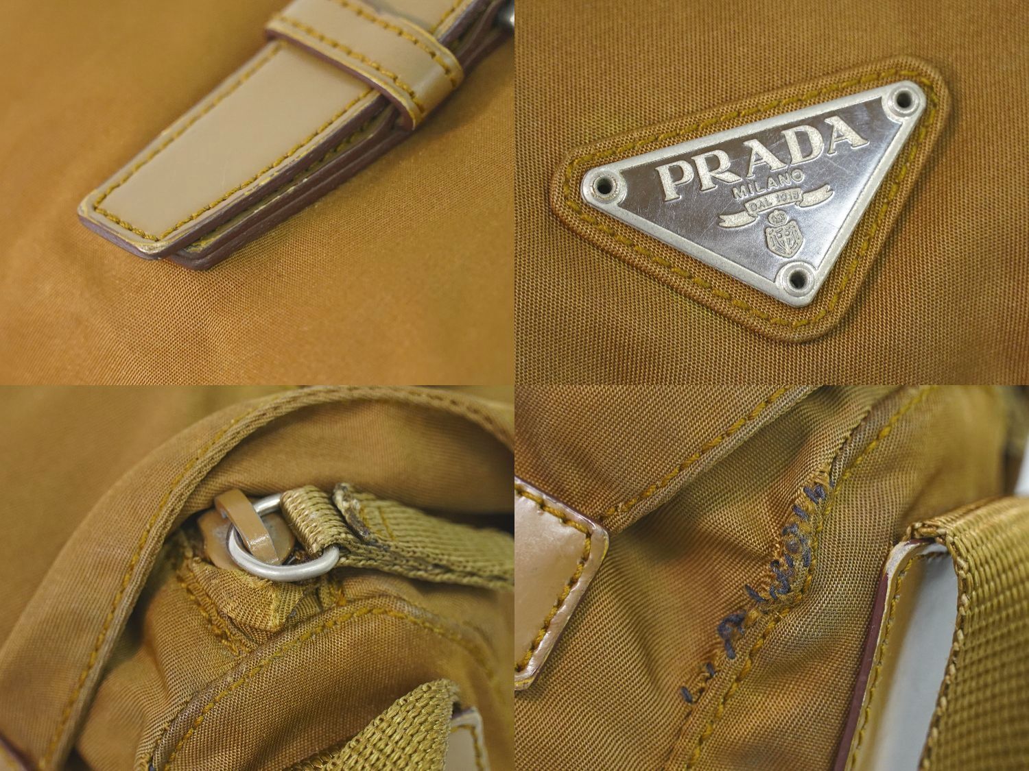 本物 プラダ PRADA ナイロン ショルダーバッグ ポシェット ブラウン ...