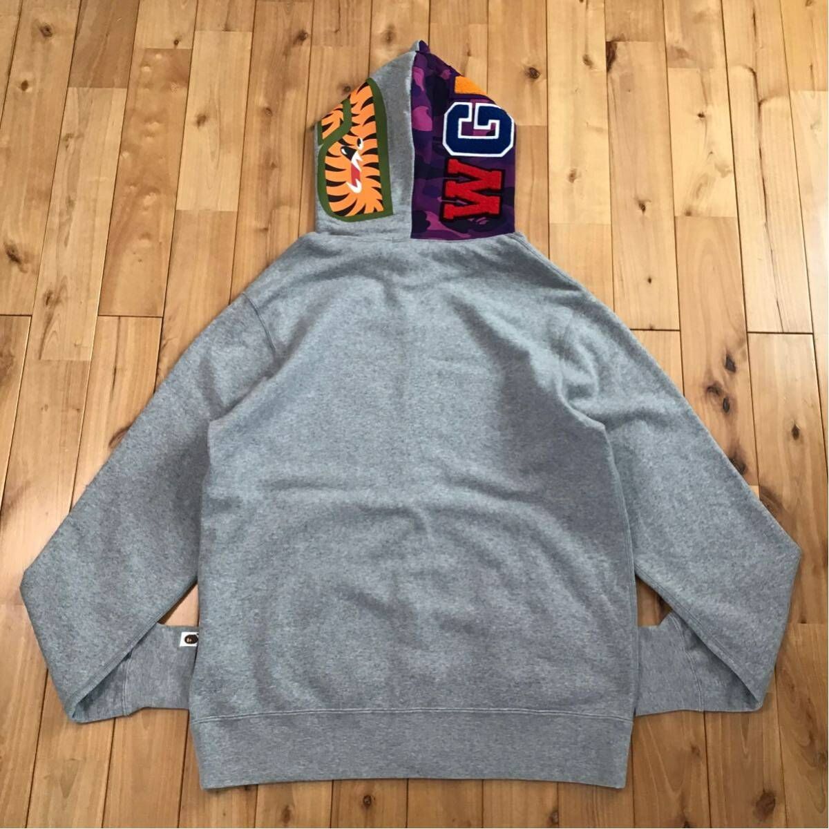 ☆2XL☆ Purple camo グレー シャーク パーカー shark full zip hoodie 