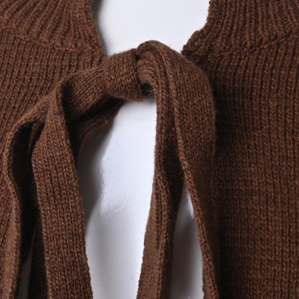 Little suzie ウール混 リボン ニットカーディガン - ブラウン リトル  