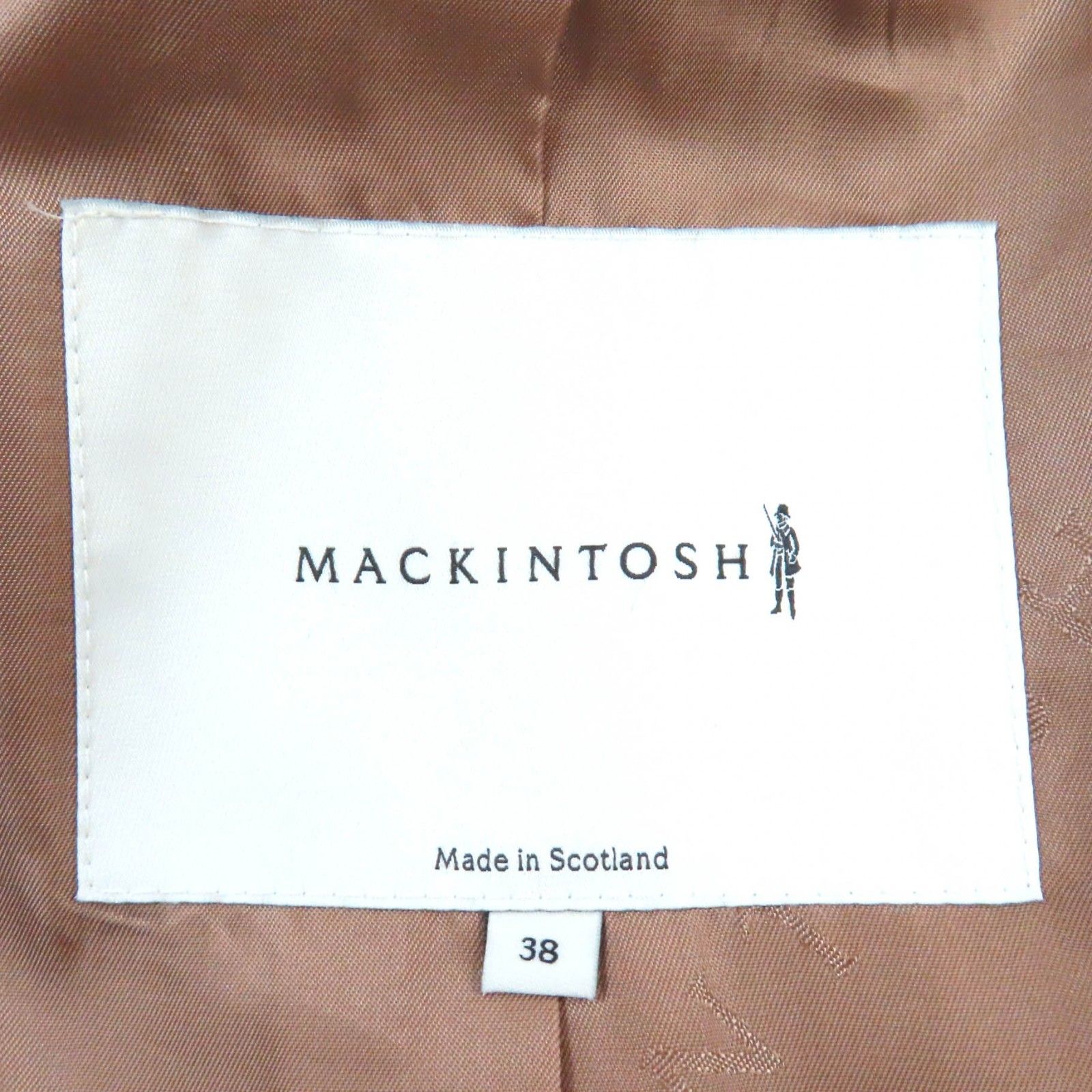 良品△Mackintosh マッキントッシュ ウール100％ ロゴボタン ロング ステンカラーコート ベージュ 38 英国製 正規品 メンズ シンプルデザイン◎