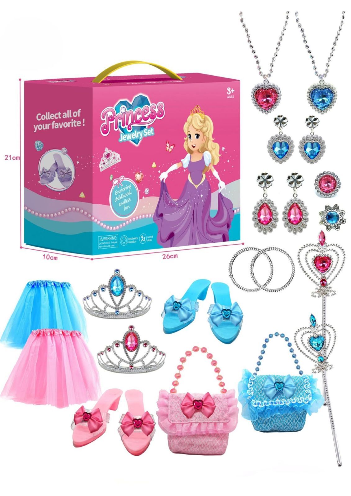 No.2 [Perriberry] お姫様ごっこ 靴 プリンセス シューズ キッズ アクセサリー ティアラ ネックレス 指輪 おもちゃ 女の子 誕生日 プレゼント クリスマス (No.2)