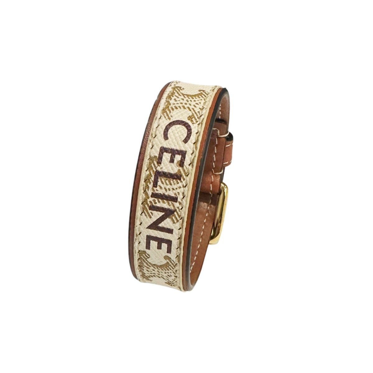 中古】 CELINE セリーヌ トリオンフキャンバス レザーブレスレット 